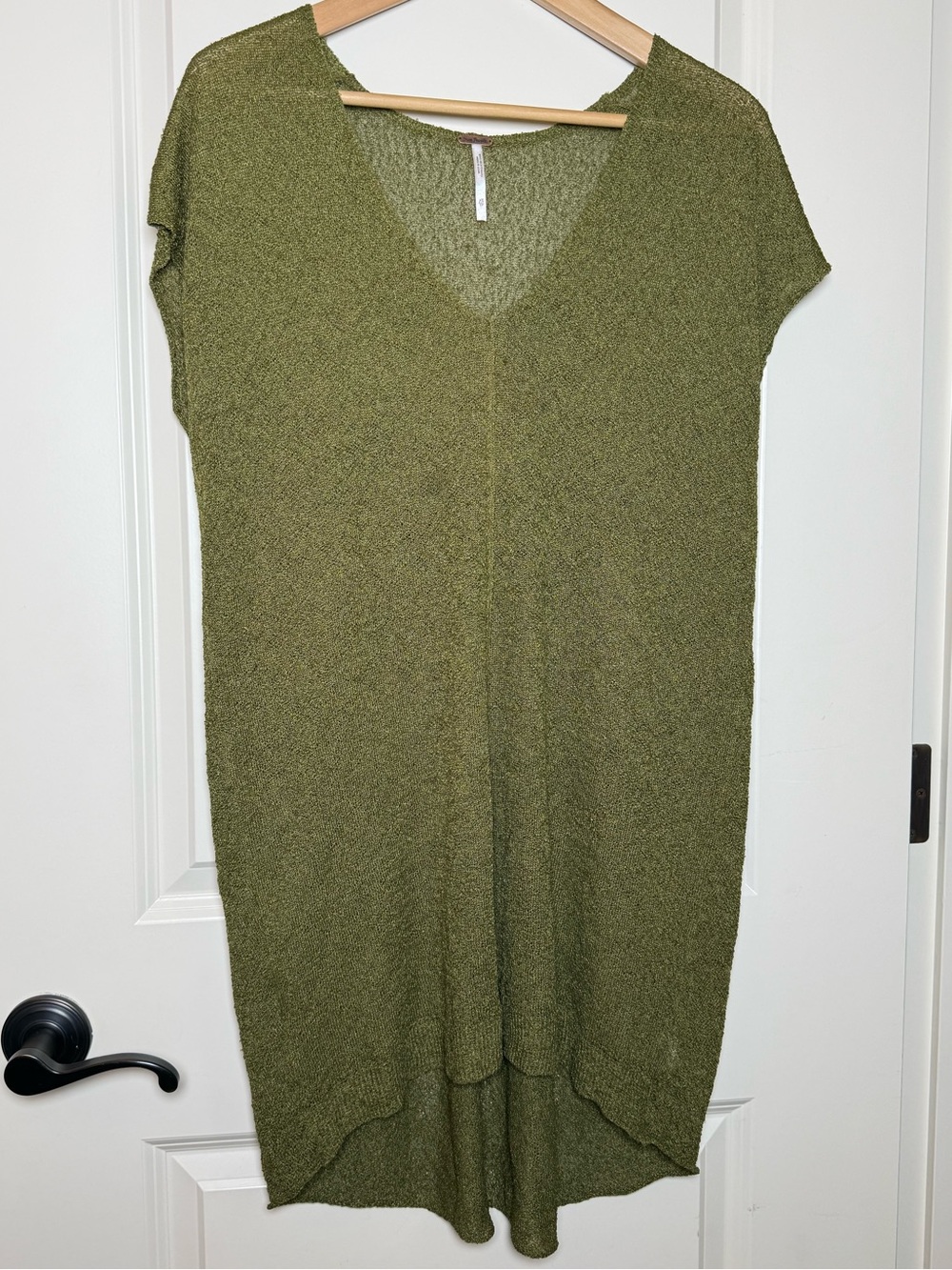 Free People Take It Easy Tunic Olive Green Knit V-Neck Cover Up Dress Size XS
